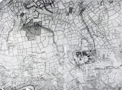 A section of a sheet from the survey of London and its environs, 1741-5, pub. 1769 by John Rocque